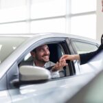 Portrait of happy customer buying new car